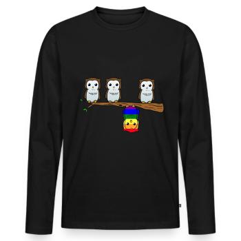 LGBT Owl - Männer Premium Bio Langarmshirt - Schwarz - Vorne - Nico (187cm)