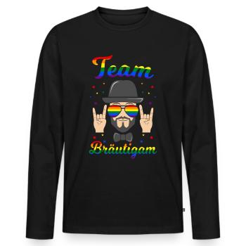 Team Bräutigam LGBT Gay Hochzeit Schwulen JGA - Männer Premium Bio Langarmshirt - Schwarz - Vorne - Nico (187cm)