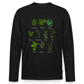 Vintage botanische Kräuter - Männer Premium Bio Langarmshirt - Schwarz - Vorne - Nico (187cm)