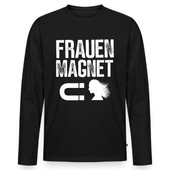 FRAUEN MAGNET GESCHENKIDEE LUSTIG MACHO - Männer Premium Bio Langarmshirt - Schwarz - Vorne - Nico (187cm)