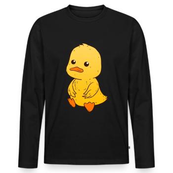 Entchen Ente - Männer Premium Bio Langarmshirt - Schwarz - Vorne - Nico (187cm)
