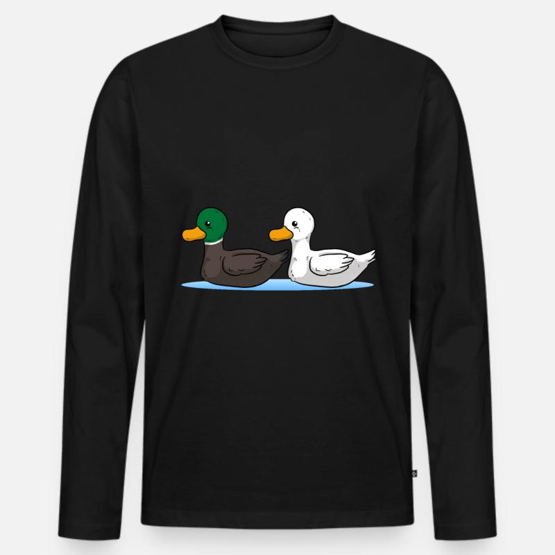 Enten - Männer Premium Bio Langarmshirt - Schwarz