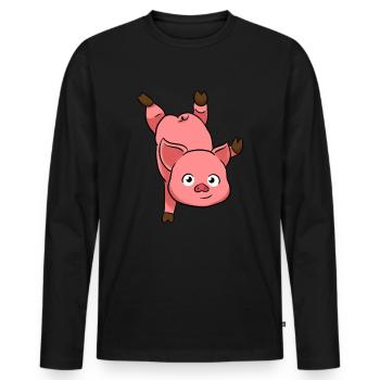 Pig handstand - Men's Premium Organic Long Sleeve Shirt - black - Front - Nico (187cm)