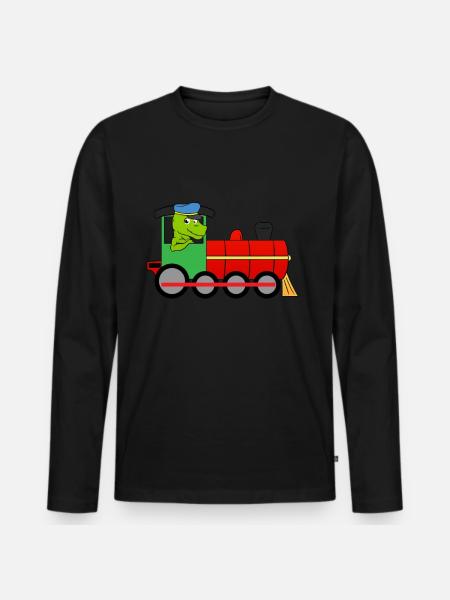 Train Dino - T-shirt manches longues Premium bio Homme - noir
