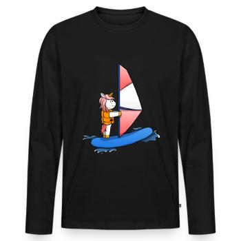 Windsurfen Einhorn Windsurf Windsurfer - Männer Premium Bio Langarmshirt - Schwarz - Vorne - Nico (187cm)
