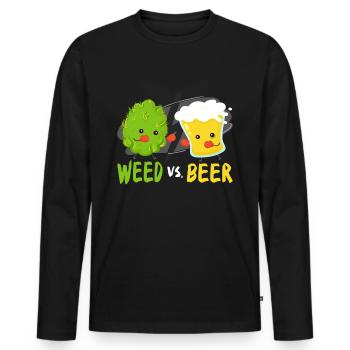 Funny Weed Vs Bier Cannabis Kush Kiffer Saufen THC - Männer Premium Bio Langarmshirt - Schwarz - Vorne - Nico (187cm)