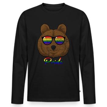 Ours avec des lunettes de soleil rainbow rainbow gay pride - T-shirt manches longues Premium bio Homme - noir - Devant - Nico (187cm)