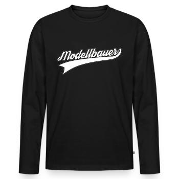 Modellbauer Schriftzug Modellbau und Modellsport - Männer Premium Bio Langarmshirt - Schwarz - Vorne - Nico (187cm)