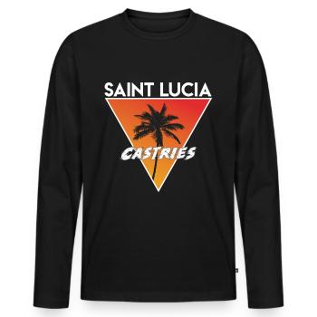 Sainte-Lucie avec capitale - T-shirt manches longues Premium bio Homme - noir - Devant - Nico (187cm)