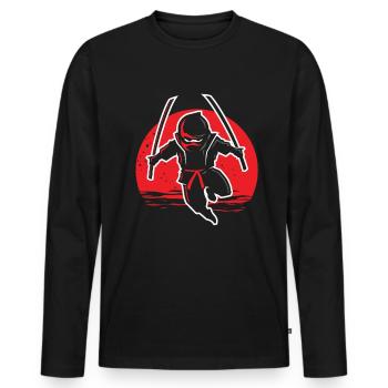 Ninja Japan arts martiaux épée combattant cadeau - T-shirt manches longues Premium bio Homme - noir - Devant - Nico (187cm)