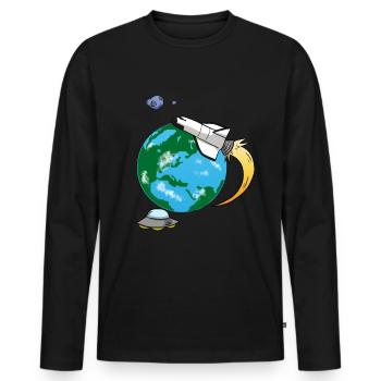 Fliegende Rakete - Männer Premium Bio Langarmshirt - Schwarz - Vorne - Nico (187cm)