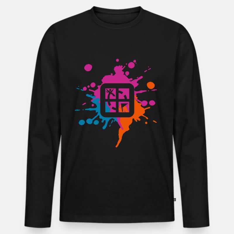 Geocaching Farbiger Klecks - Männer Premium Bio Langarmshirt - Schwarz