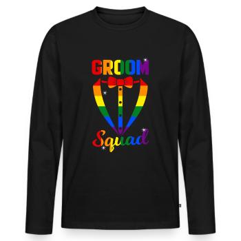 Escouade de marié Lgbt pour célibataire gay - T-shirt manches longues Premium bio Homme - noir - Devant - Nico (187cm)