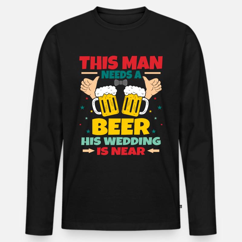 Jga Junggeselle Bier Spruch Lustig - Männer Premium Bio Langarmshirt - Schwarz