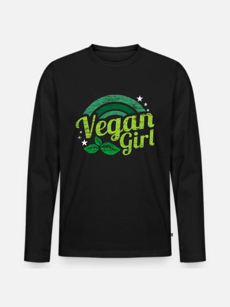 Veganerin Geschenk - Männer Premium Bio Langarmshirt - Schwarz