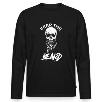 fear the beard - Men's Premium Organic Long Sleeve Shirt - black - Front - Nico (187cm)