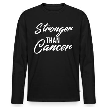 Stärker als Krebs - Männer Premium Bio Langarmshirt - Schwarz - Vorne - Nico (187cm)