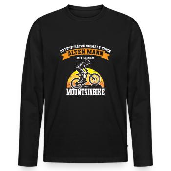 Unterschätze niemals einen alten Mann Mountainbike - Männer Premium Bio Langarmshirt - Schwarz - Vorne - Nico (187cm)