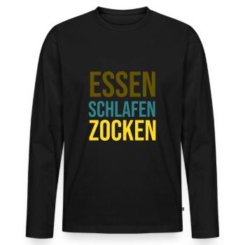 GAMING - Männer Premium Bio Langarmshirt - Schwarz - Vorne - Nico (187cm)