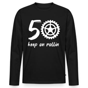 Geburtstag 50 50ter Fahrrad MTB - Männer Premium Bio Langarmshirt - Schwarz - Vorne - Nico (187cm)