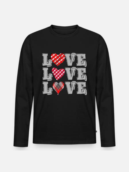 Love Love Love - Männer Premium Bio Langarmshirt - Schwarz