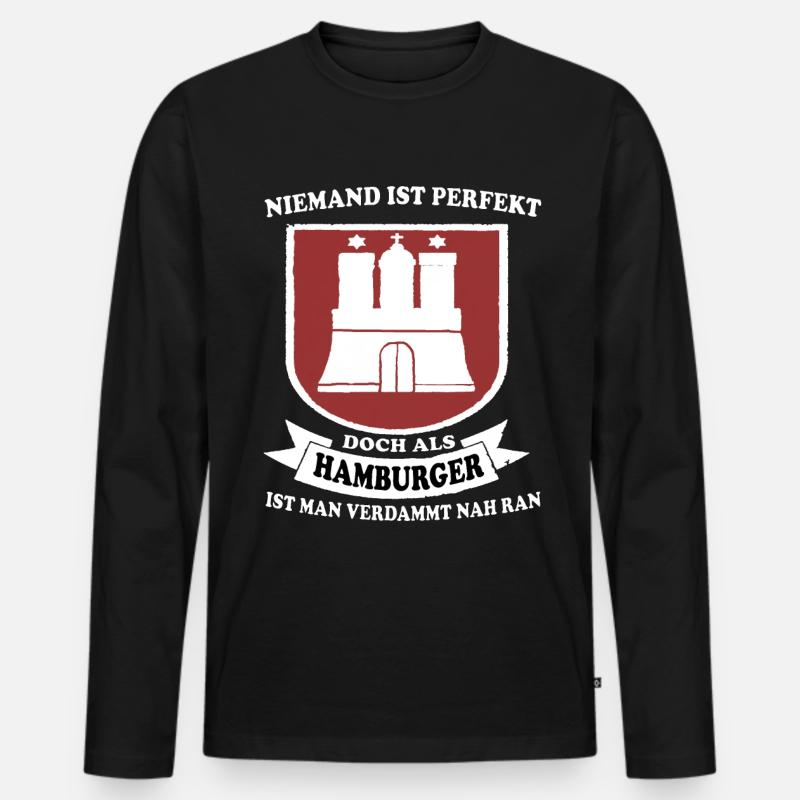 Hambuger Hamburger Hafen Hamburg Hansestadt - Männer Premium Bio Langarmshirt - Schwarz