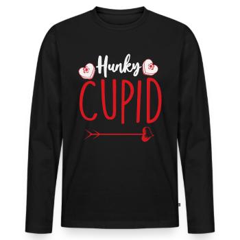 Hunky Cupidon - T-shirt manches longues Premium bio Homme - noir - Devant - Nico (187cm)