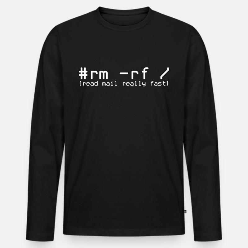 #rm -rf / | Read Mail Really Fast | Unix | IT - Männer Premium Bio Langarmshirt - Schwarz