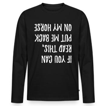 Riding horse - Men's Premium Organic Long Sleeve Shirt - black - Front - Nico (187cm)