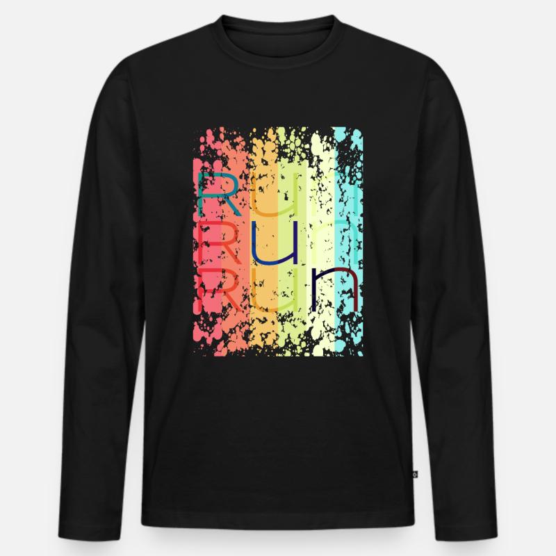 run run - Männer Premium Bio Langarmshirt - Schwarz