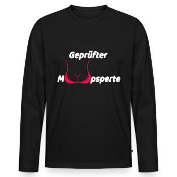 Geprüfter Mopsperte; Brüste - Männer Premium Bio Langarmshirt - Schwarz - Vorne - Nico (187cm)