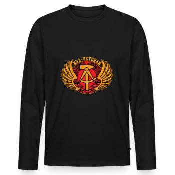 DDR NVA Veteran Nationale Volksarmee Geschenk - Männer Premium Bio Langarmshirt - Schwarz - Vorne - Nico (187cm)