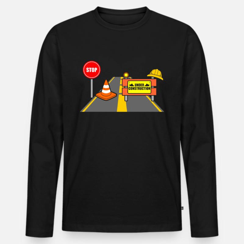 Baustelle - Männer Premium Bio Langarmshirt - Schwarz