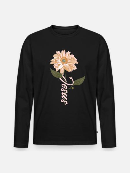 Jesus flower - Men's Premium Organic Long Sleeve Shirt - black
