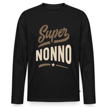 Cadeau de grand-père Super Nonno pour homme - T-shirt manches longues Premium bio Homme - noir - Devant - Nico (187cm)