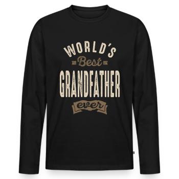 Mens World's Best Grandfather Ever Gift - Men's Premium Organic Long Sleeve Shirt - black - Front - Nico (187cm)