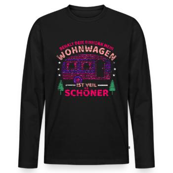 Wohnwagen Camping Frau Spruch Wohnmobil Womo Campe - Männer Premium Bio Langarmshirt - Schwarz - Vorne - Nico (187cm)