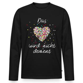 Das Herz wird nicht dement - Männer Premium Bio Langarmshirt - Schwarz - Vorne - Nico (187cm)