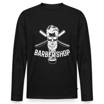 Barber Rasierer - Männer Premium Bio Langarmshirt - Schwarz - Vorne - Nico (187cm)