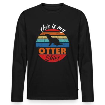 Süßes Otter Vintage Wiesel Marder Retro Design - Männer Premium Bio Langarmshirt - Schwarz - Vorne - Nico (187cm)