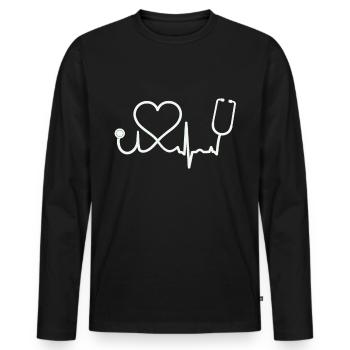 Infirmière - T-shirt manches longues Premium bio Homme - noir - Devant - Nico (187cm)