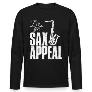 I've got Sax Appeal - Männer Premium Bio Langarmshirt - Schwarz - Vorne - Nico (187cm)
