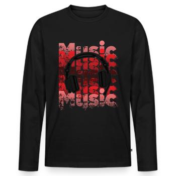 Headphones - Men's Premium Organic Long Sleeve Shirt - black - Front - Nico (187cm)