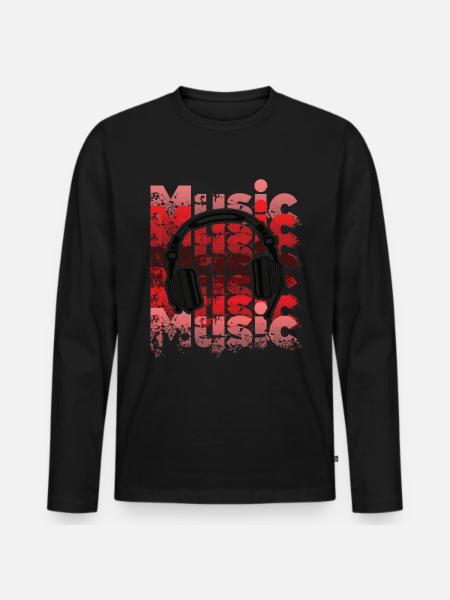 Écouteurs - T-shirt manches longues Premium bio Homme - noir