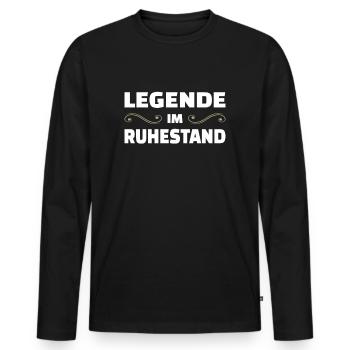 Rentner Shirt Legende Im Ruhestand Pension - Männer Premium Bio Langarmshirt - Schwarz - Vorne - Nico (187cm)