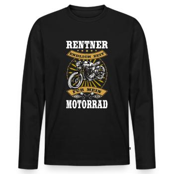 Rentner mit Motorrad Endlich Rente Hobby - Männer Premium Bio Langarmshirt - Schwarz - Vorne - Nico (187cm)