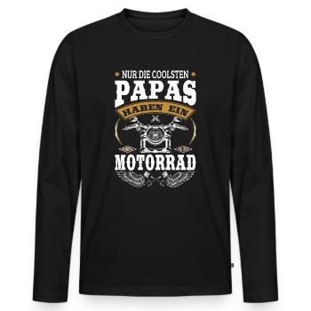 Papa mit Motorrad Cool Biker Vatertag - Männer Premium Bio Langarmshirt - Schwarz - Vorne - Nico (187cm)