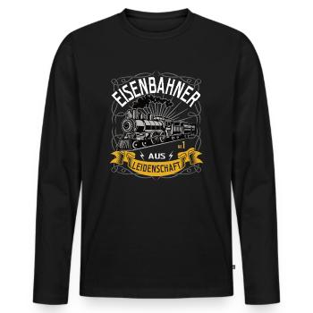 Eisenbahner Aus Leidenschaft Hobby Lokomotive - Männer Premium Bio Langarmshirt - Schwarz - Vorne - Nico (187cm)