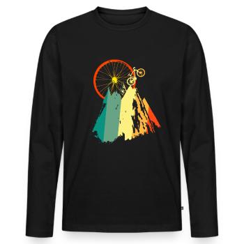Bicycle and mountains - Men's Premium Organic Long Sleeve Shirt - black - Front - Nico (187cm)