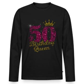 50 anniversaire reine 50e anniversaire vintage 1970 - T-shirt manches longues Premium bio Homme - noir - Devant - Nico (187cm)